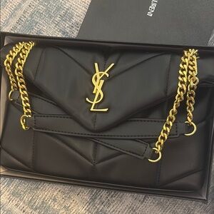 Stylish black chevron bag black and gold